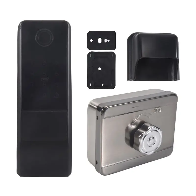 AB51 Waterproof Tuya Wifi Smart Door Lock Digital Password Double Fingerprint Electronic Rim Lock For Outdoor Iron Gate Door