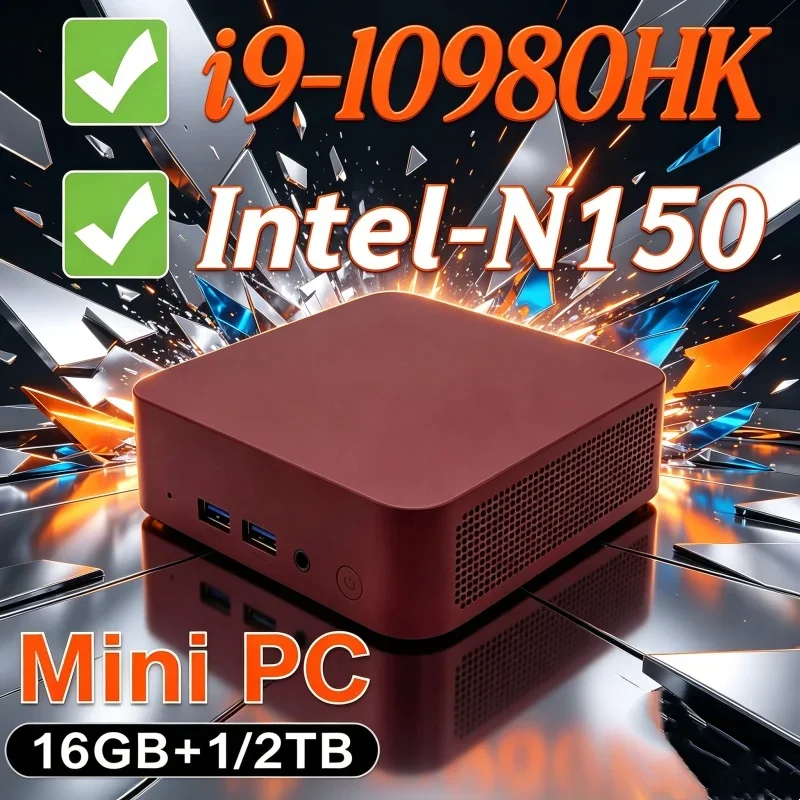 HOT Intel Core I9‑10980HK/N150 Mini PC Windows 11 Graphics Pocket Computer 16GB RAM 2TB SSD Desktop Gaming Solid Runtime