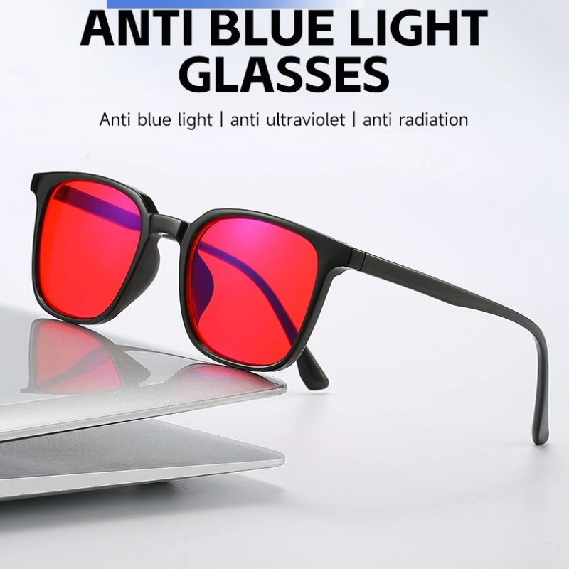 RUISIMO Brand Better Sleep Blue Light Blocking Glasses Men Red Lenses Anti Green Light Eliminate Eye Strain Glasses Bluelight