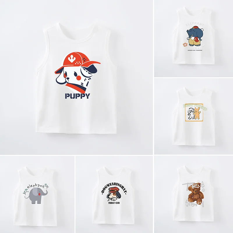 Children\'s Clothing Boys And Girls Cute Cartoon Fashion Casual And Comfortable Summer Round Neck Vest Sleeveless Baby T-Shirt