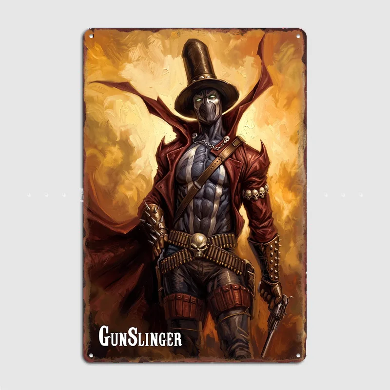Gunslinger Spawn Character Portrait Poster Metal Tin Sign Indoor Outdoor Home Decor Bar Custom Posters Wall Room Decorations