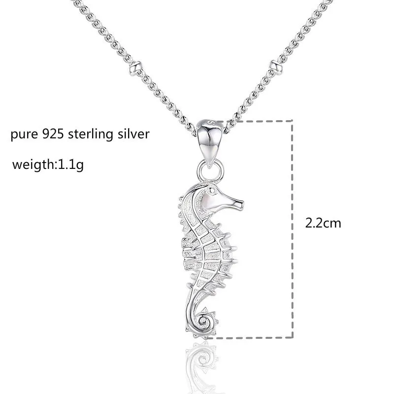 Cute Pure 925 Sterling Silver Seahorse Charm Pingente Pendant Necklace For Women Girls Jewelry Undertale Pendentif Pendulo