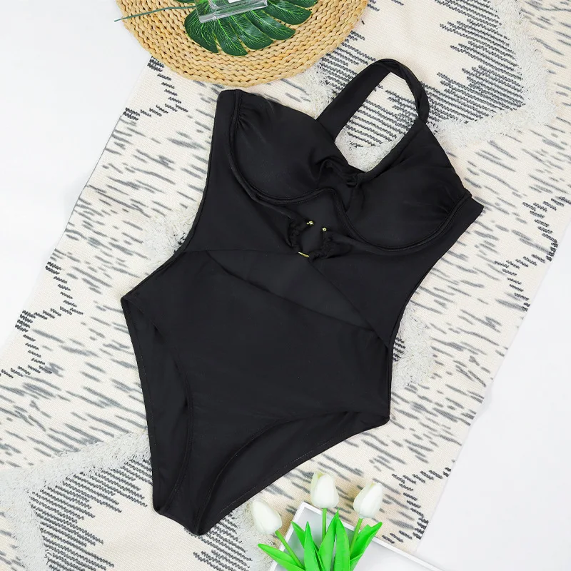 One Shoulder Swimsuit Women Swimwear 2025 Sexy Bikinis Female Y2k Hollow Out Swim Suits Bodysuit Bathing Suit Beachwear Clothes