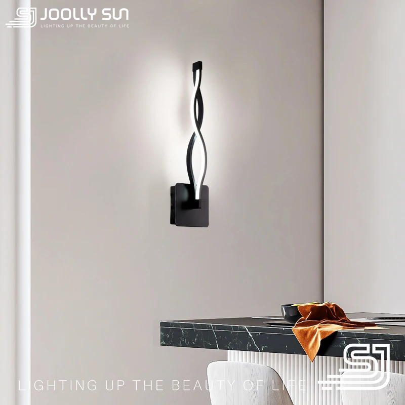 JoollySun Wall Light Modern Minimalist Lamp Indoor LED Sconces for Bedroom Living Room Home Decor Curved Lighting Fixtures