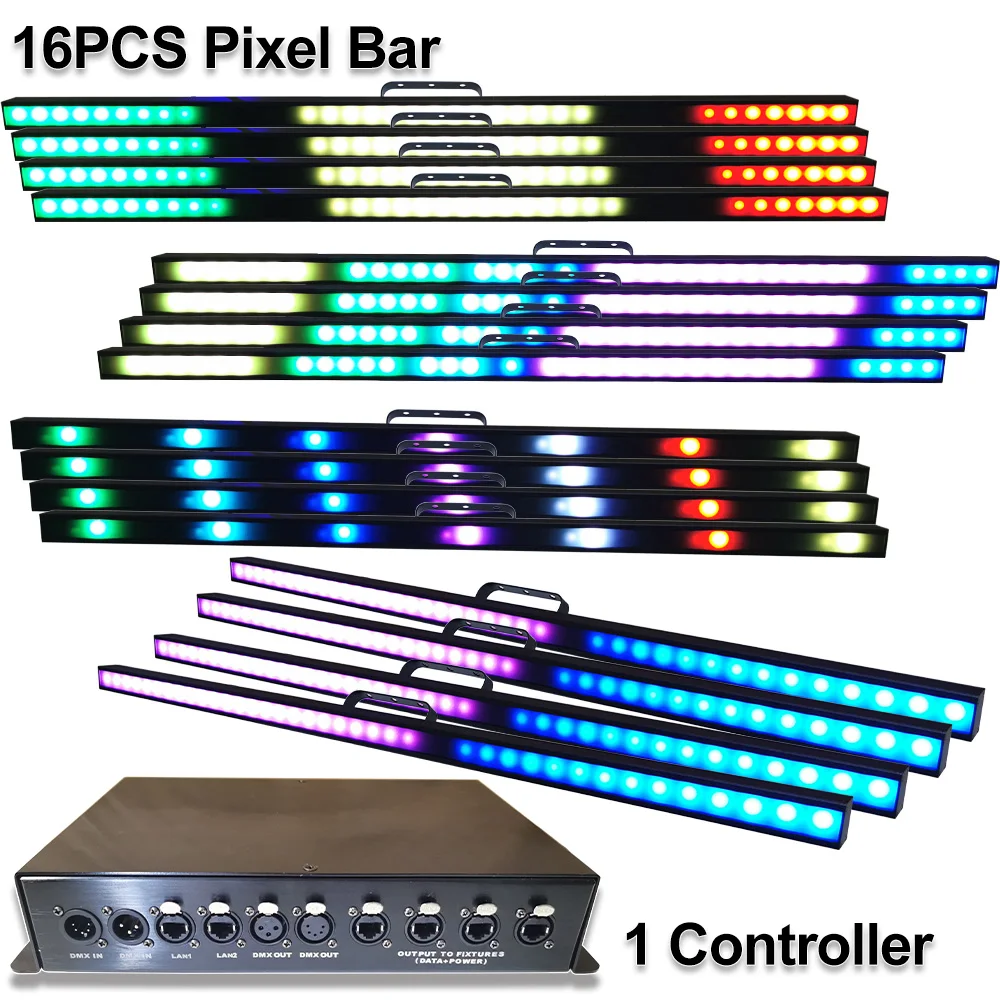 

16PCS Hot Selling Pixel Bar 40x0.5W RGB 3in1 Frosted lens Rj45 Interface Stage Lighting Club DJ Disco Party Wedding Decoration