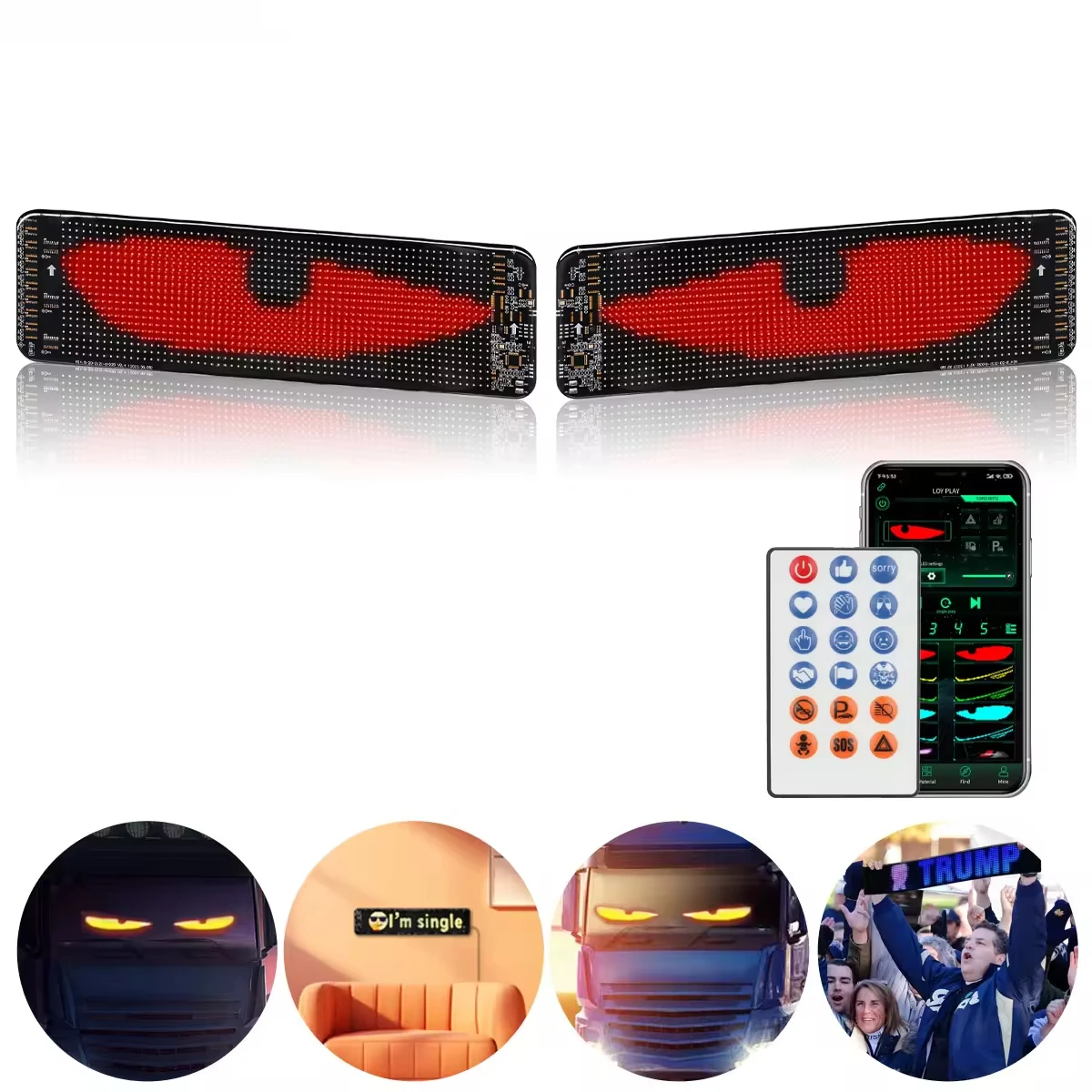 64*20Car Accessories Led Matrix Pixel Panel Diy RGB App+Remote Control Programmable Devil Eyes Indicator Light Truck Led Lights view 5
