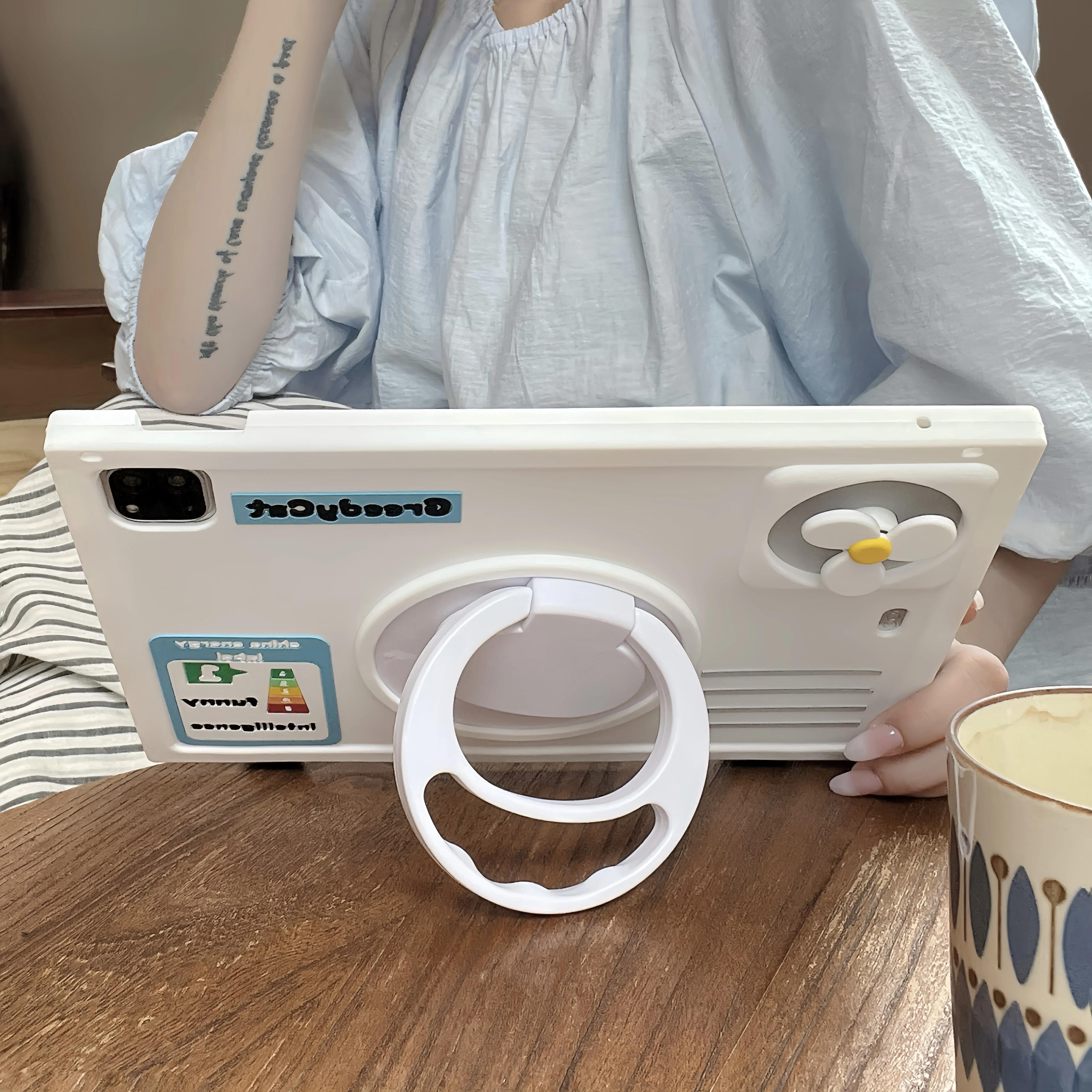 

3D Air Conditioner Rotating bracket Silicone Tablet Case For IPad Air Mini 2 3 4 5 6 10.9 Pro 11 A16 10 9 8 7th Gen Child Case