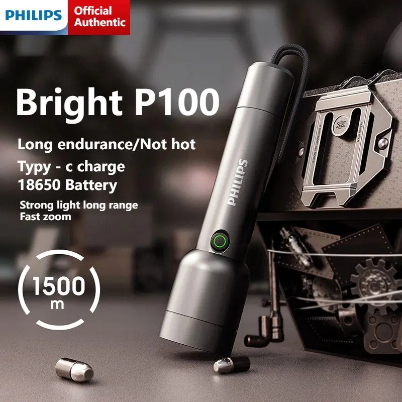 Philips New SFL1236 EDC Portable Flashlight Rechargeable LED Flashlights for Defensa Personal Self Defense Camping Hiking