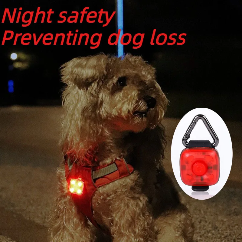 USB Type-C Rechargeable LED Pet Safety Light Clip-on Dog Night Walking Pendant 3 Lighting Modes Anti-Lost Waterproof Dog Collar