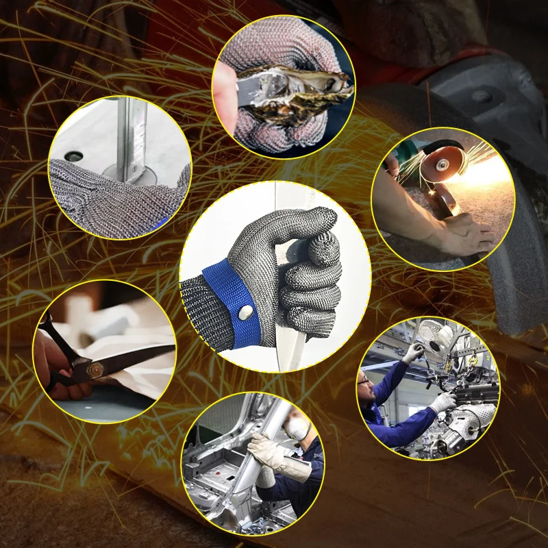 A9 Level 316 Steel Mesh Anti-Cut Gloves Stainless Steel Wire Safety Glove for Cutting Butchery Seafood Fish Processing