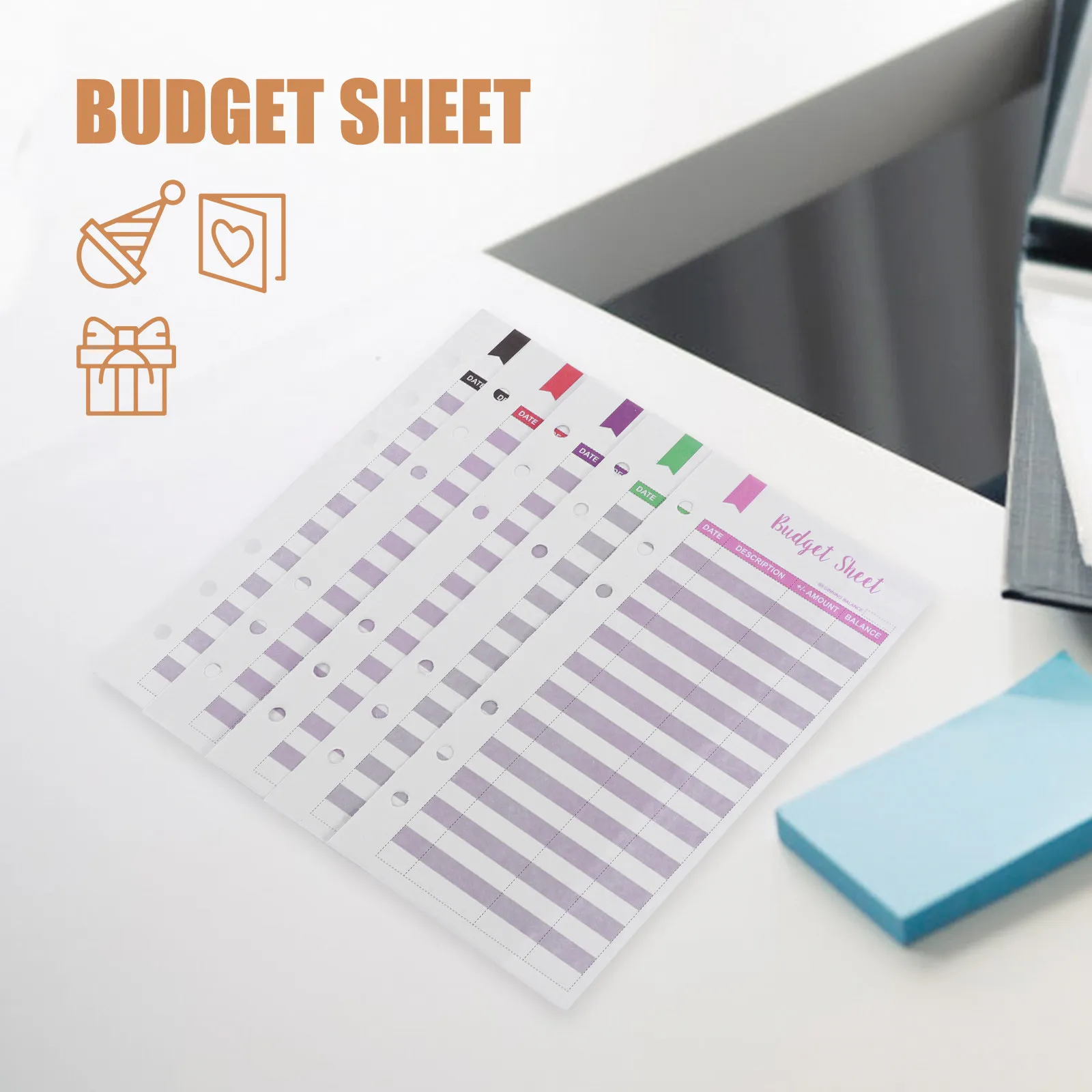 

36 Sheets Budget Sheet Inserts Cash Envelope Tracker Daily Budget Planner Expense Tracking Sheets Punch Hole Design for Office