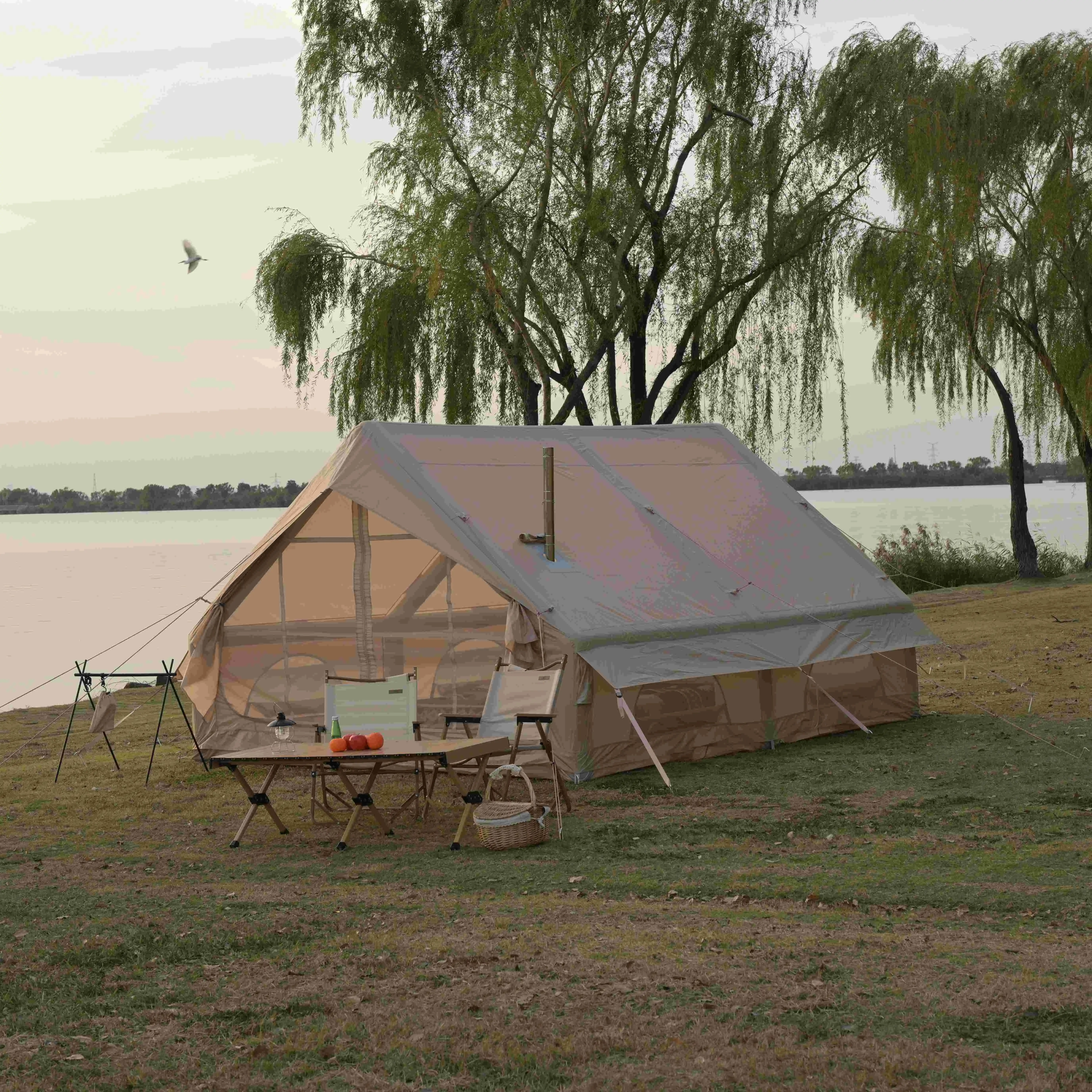 vb-Large Family Glamping Tent Cotton Inflatable with Free Combination of Various Styles Easy-to-Use Air Pump for Camping&