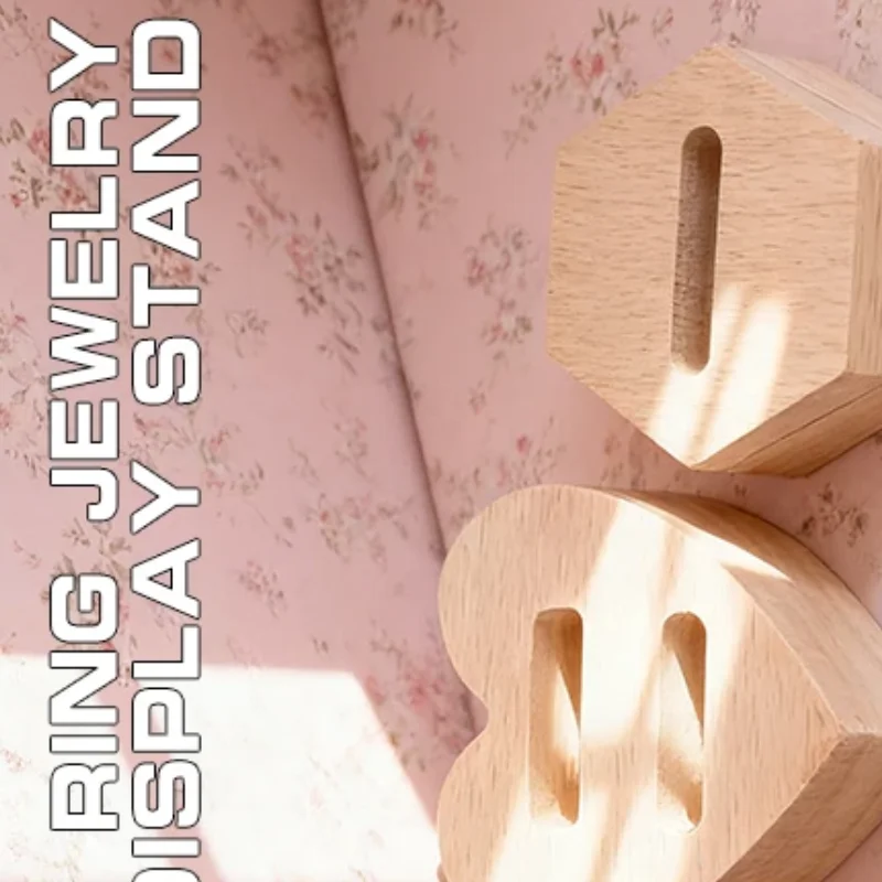 

Wooden Hexagon Ring Display Stand Couples Rings Storage Rack Jewelry Holder Tray