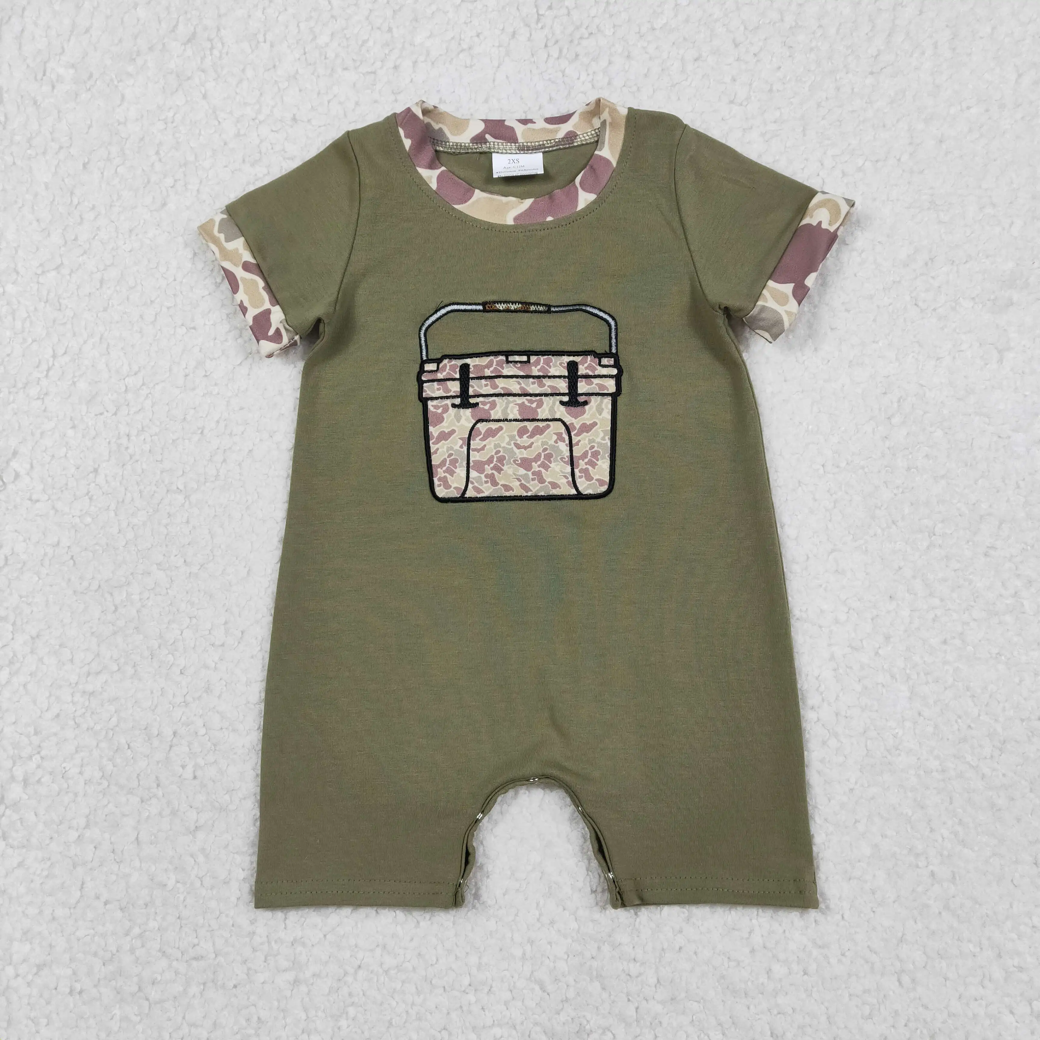 

z0108-05 SR3761 Wholesale baby romper kids clothes boy embroidery camouflage short sleeve romper boutique children clothing