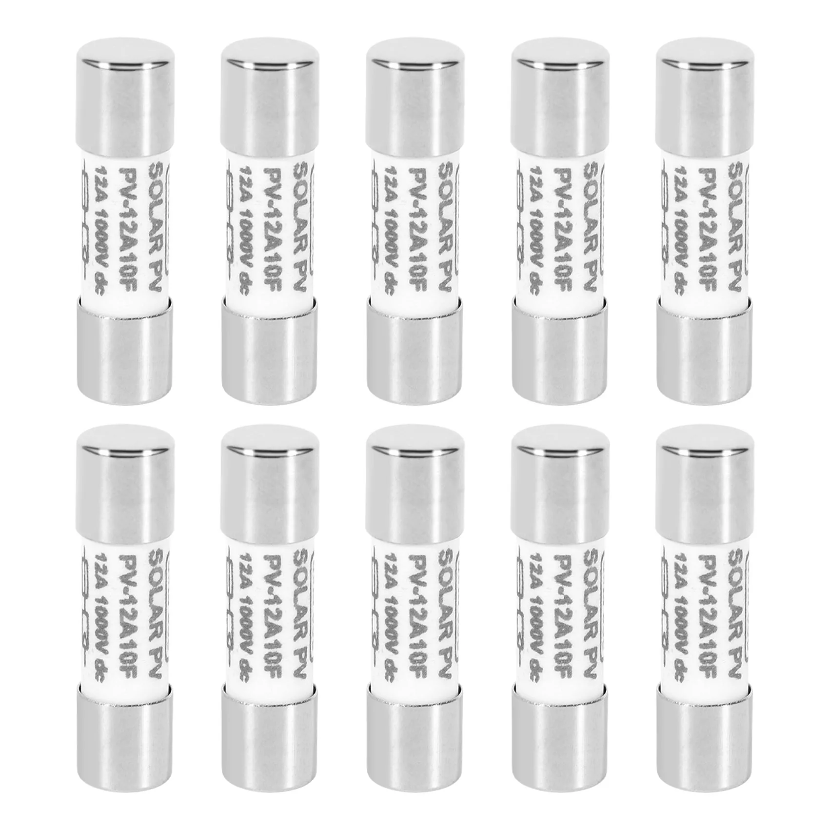 10 Pcs 1000 VDC Fuse Solar PV Explosion-proof Fuse Silver - 12A