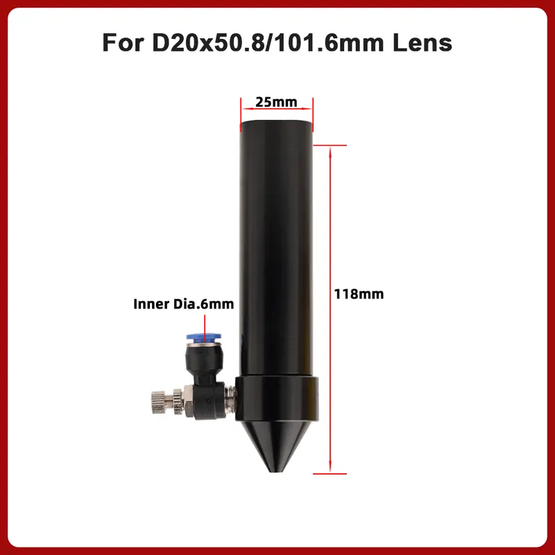 CO2 Laser Head Lens Tube Nozzle Outer Diameter 25mm Air Nozzle Dia.20 FL 38.1/50.8/63.5/101.6mm for CO2 Laser Engraving Machine - Image 13
