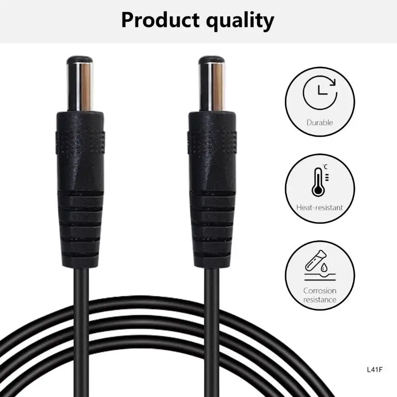 DC5.5x2.1mm/DC5.5x2.5mm Male to Male Adapter Cable Double Male End Power Cord Direct Current Round Hole Extension Cable