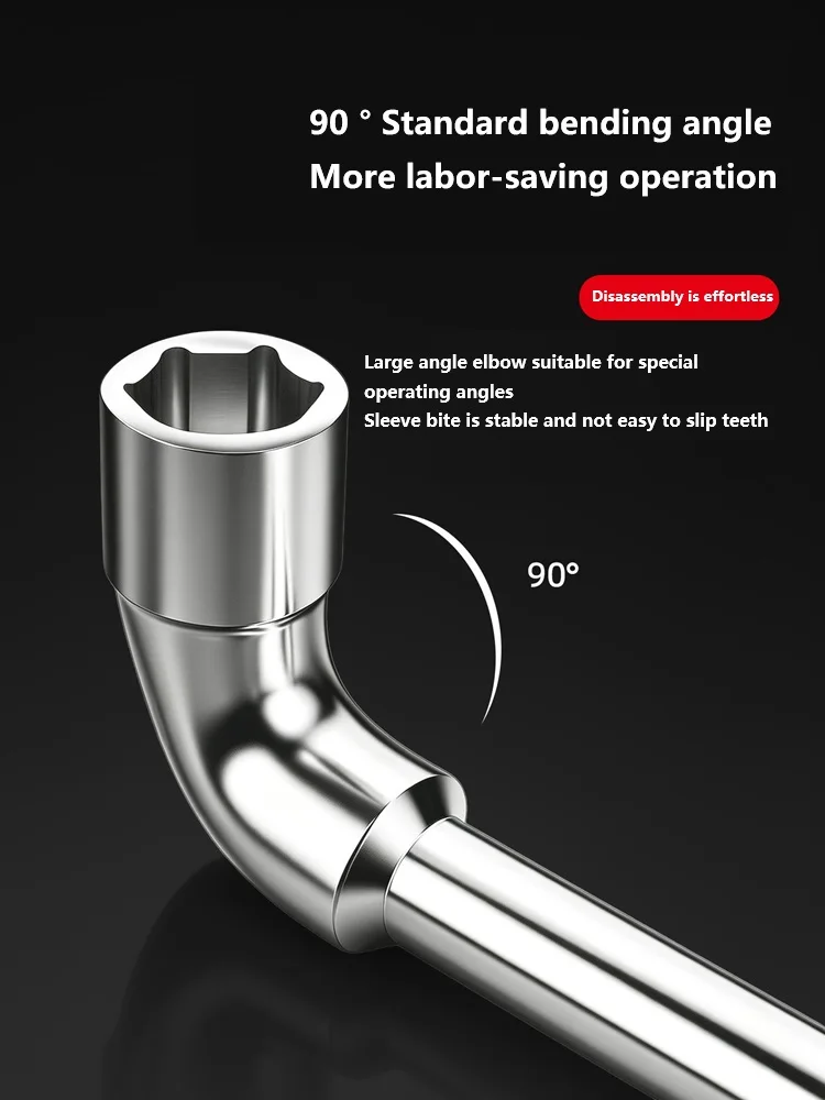 Pipe Wrench L-Shaped Socket Wrench 7-Shaped Elbow Perforated Outer Hexagonal Socket 7/8/10/12/14/17mm