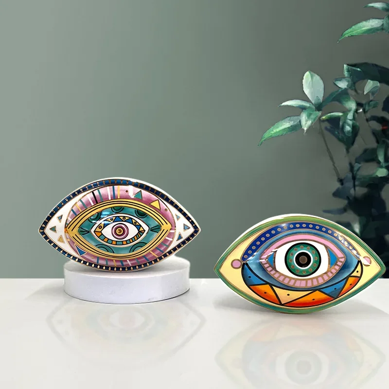 

Morocco Turkish Blue Evil Eye Statues Home Living Room Desktop Decor Devil's Eye Ornament Figurines Collection Art Crafts Items