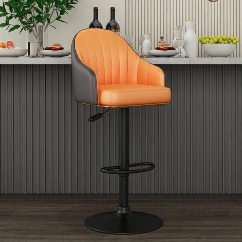 Silla de bar nórdica de metal, moderna, con respaldo, cómoda, giratoria, para interiores, Sillas Para Barra Alta, muebles nórdicos