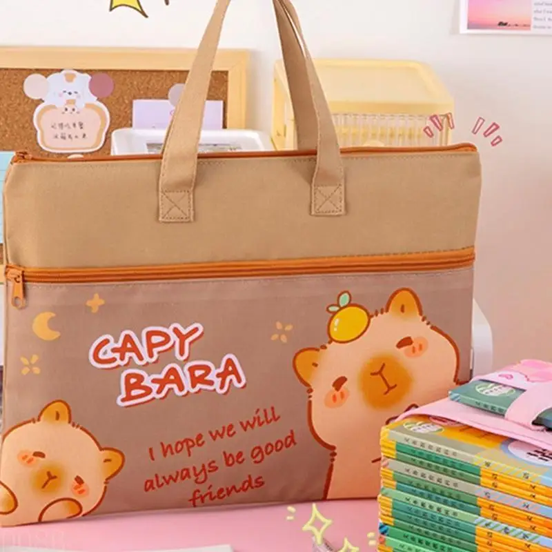 D08B Handheld Bestandsmap Boekentas 2 Compartimenten Bestand Pocjes Bestandsmap met Ritssluiting Document Tas voor School Reizen