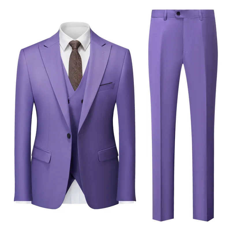 

( Jacket + Vest + Pants )High Quality Business Slim Fit Single Buttons Suits 3 Pieces Fashion Groom Wedding Social Tuxedos 5XL-M