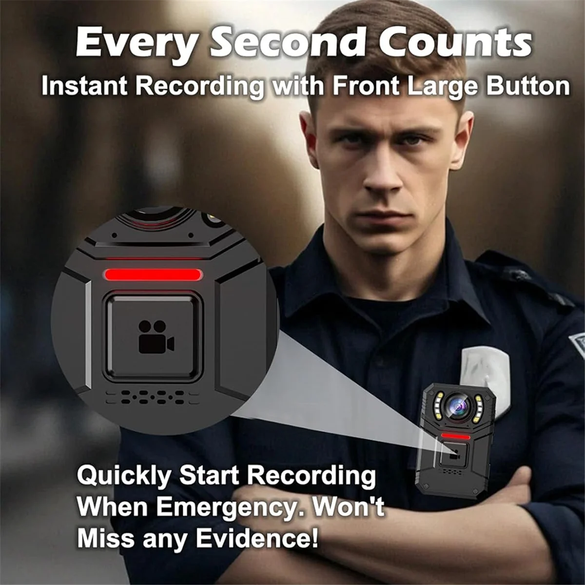 

New 4K Body Camera with Audio and Video, 2inch IPS Screen Bodycam Camera with Sound and Night Vision for Security, Police