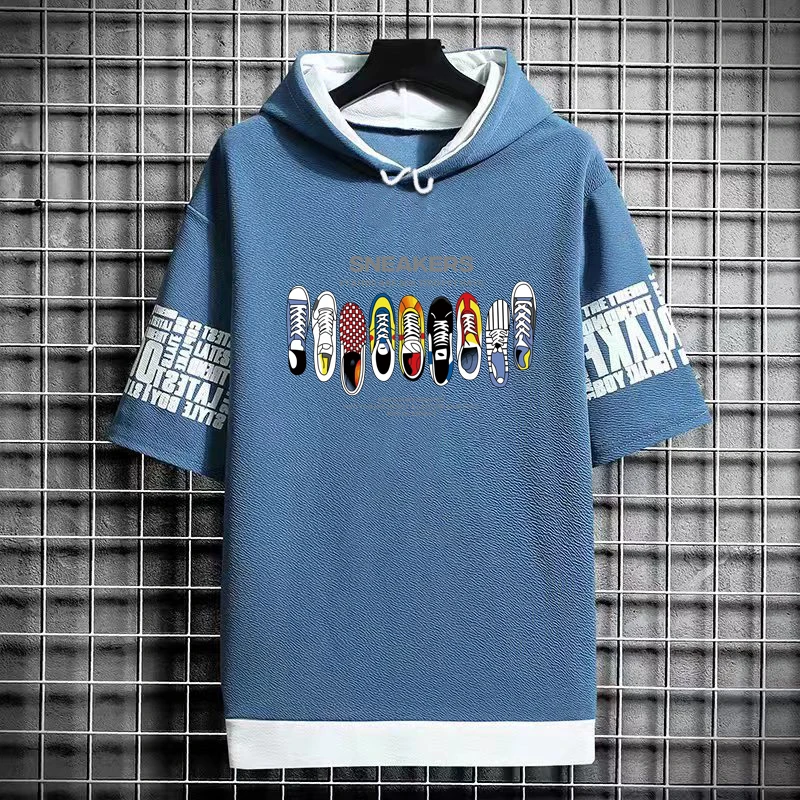 T Shirt for Men Hoodies Summer Sport Clothing Graffiti Sneakers Graphic T-shirt Harajuku Streetwear Top Short Sleeve Sweatshirts