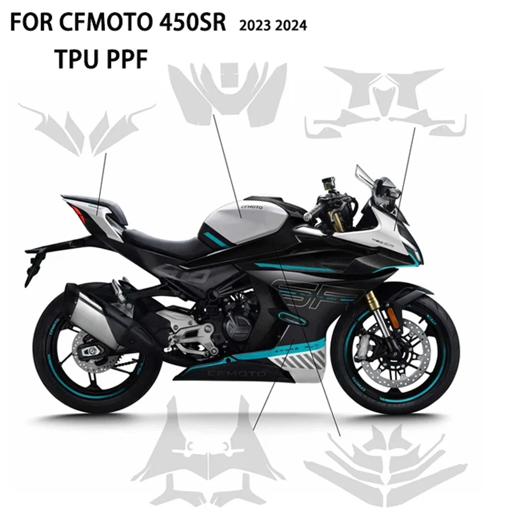 New Invisible Motorcycle Cover Glossy  2023 2024  For CFMOTO 450sr 450 SR S 2024 450SR TPU PPF Motorcycle Protective Film