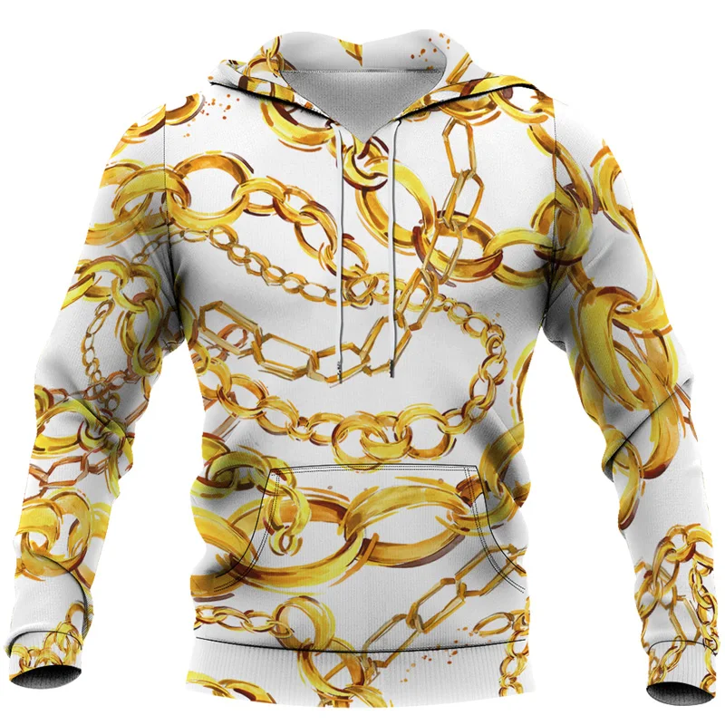 Men Hoodie Vintage Style Gold Florial Chain Leopard Zebra Pattern Print Women Sweatshirt Harajuku Outdoor Pullover Clothes S-6XL