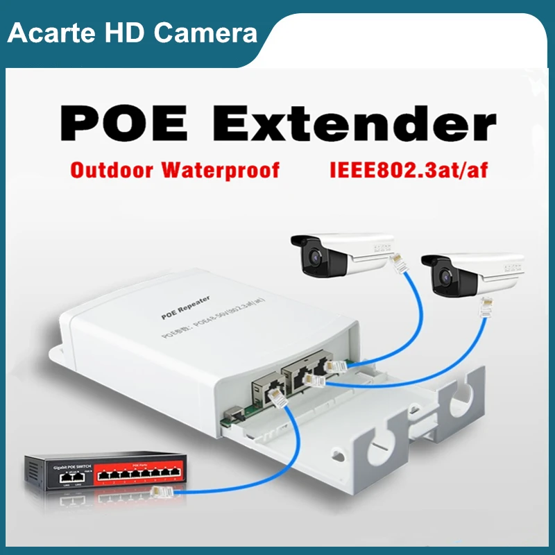 

POE Extender Outdoor Waterproof 200meters Extension 1 Input 2 Output 48V Poe Repeater IEEE802.3at/af