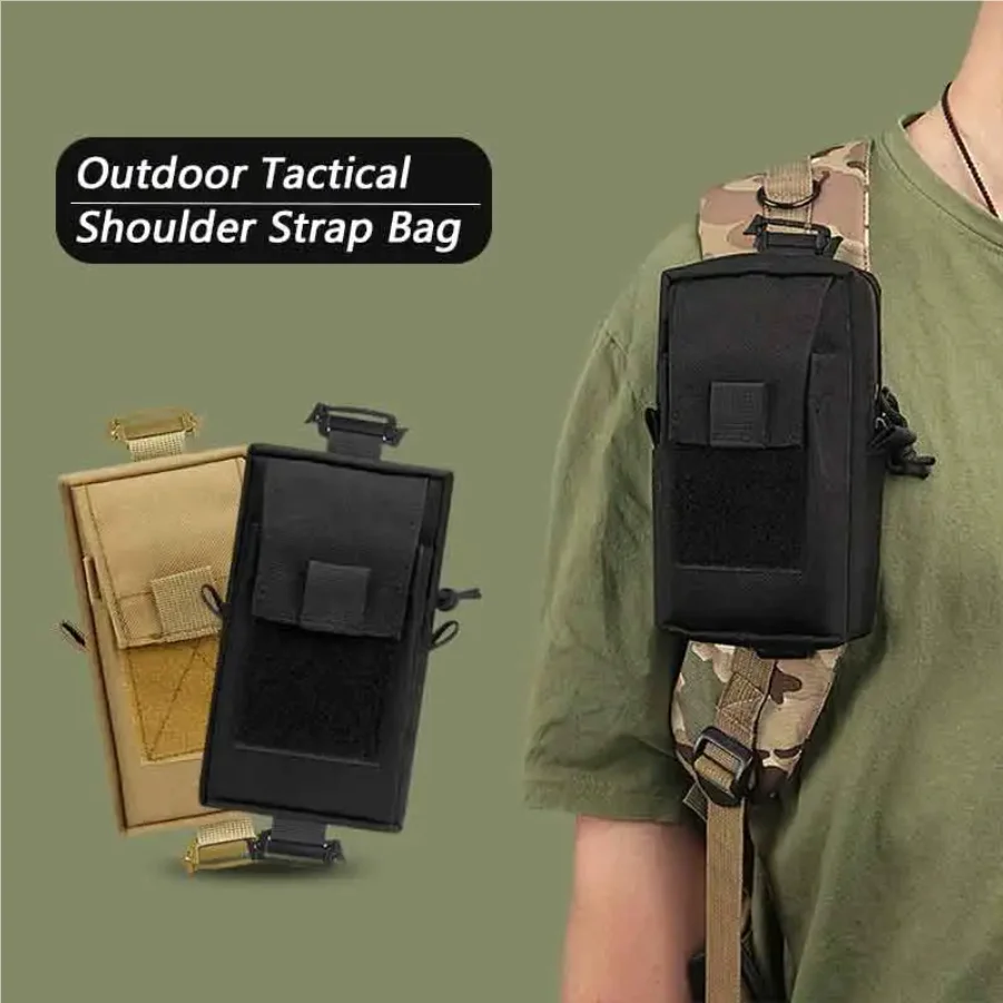 1pcs  Weatherproof Durable Tactical Phone Pouch Backpack Strap for Outdoor Hiking - Smartphone Carrying Case