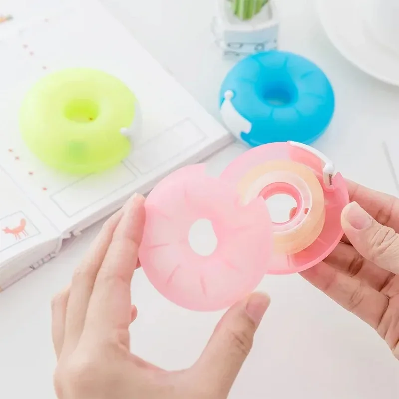 Imagem -04 - Jonvon Satone Portable Tape Dispenser Assento de Fita Donut Cortador Invisível com Adesivo Pequeno Papelaria dos Desenhos Animados