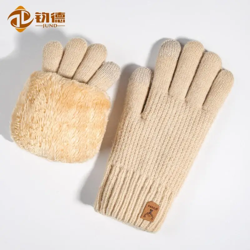 5pair-women-knitted-gloves-warm-cold-outdoor-riding-double-layer-fleece-thickened-touch-screen-winter-high-quality-pink-redgirls