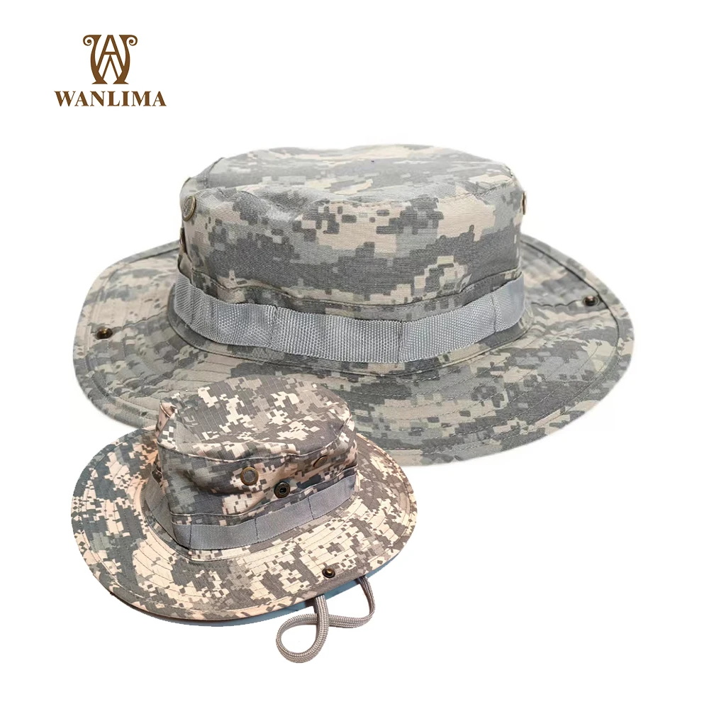 Wanlima Outdoor Tactical Boonie Hat Men US Camouflage Cap Sun Protection Military Hats Hiking Camping Fishing Caps