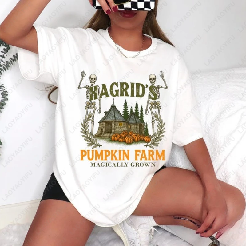 

Hagrid's тыквенная нашивка для мужчин и женщин топы ферма Хэллоуин жуткий сезон футболка Kawaii Harajuku хлопок Ropa Mujer классический стиль футболки