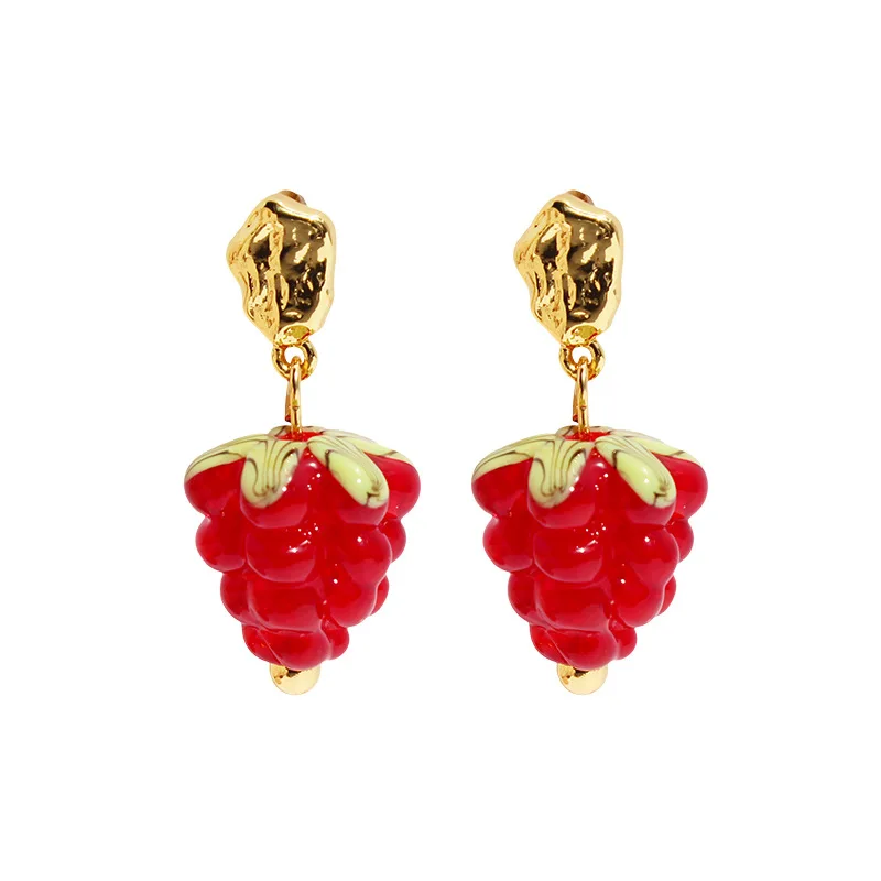 2024 Pastoral Style Cute Red Strawberry Charms Coloured Glaze Fruit Eardrop Sweet Fairy Style Girl's Gift Y2k Earrings for Women