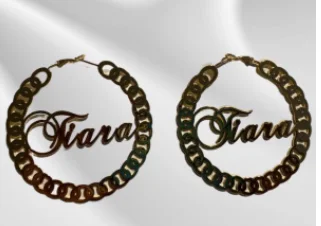 DOREMI Fashion 70mm Custom Name Earrings for Women Personalized Letter Hoops Stainless