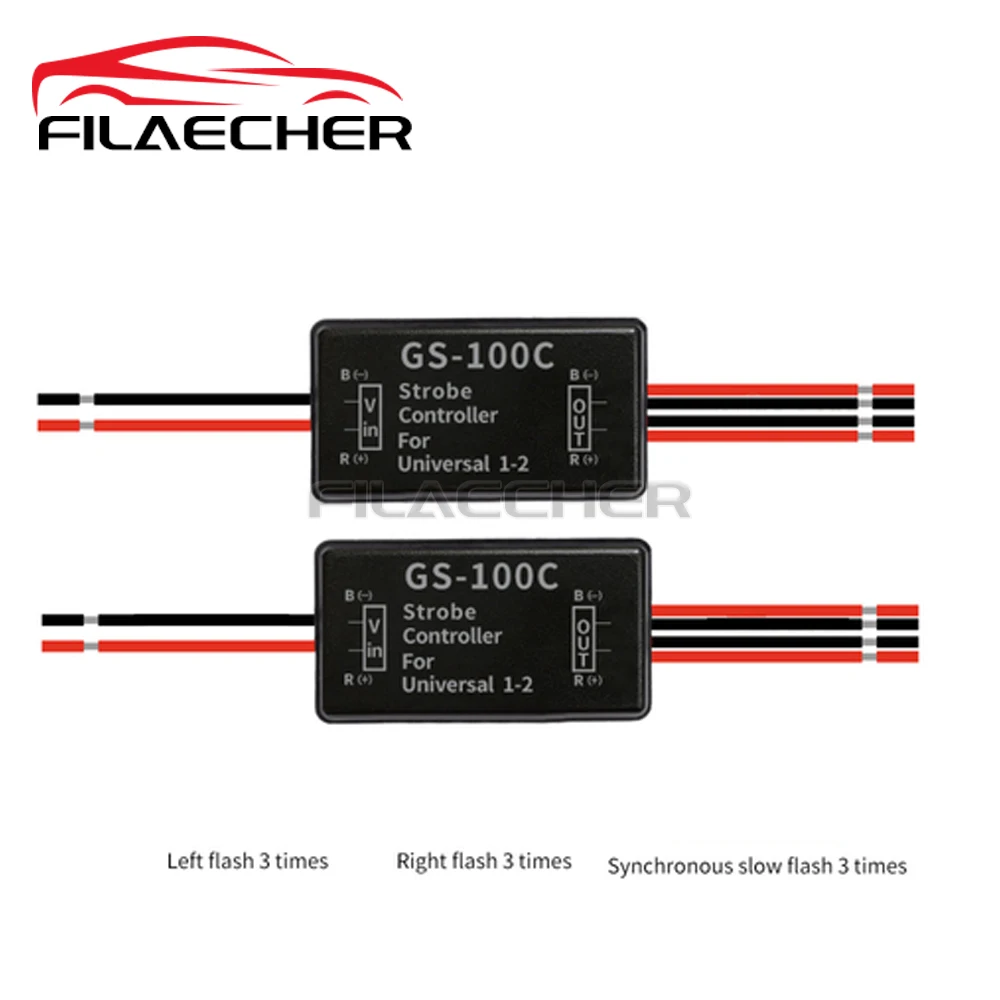 2Pcs Flash Strobe Controller 12V/ 24V GS-100C Auto Car Flasher Module for Tail Side Clearance Top LED Lights Brake Stop Warning