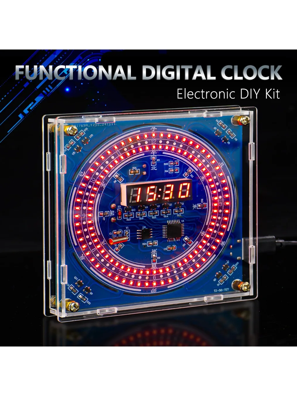 Wielofunkcyjny zestaw zegara cyfrowego Elektroniczny zegar DIY Wyświetlacz czasu/temperatury Automatyczne przyciemnianie Praktyka lutowania dla początkujących — zdjęcie produktu 7
