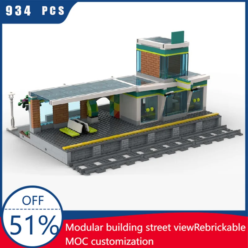 

934 PCS MOC Creative City Street Exquisite Train station Model Architecture Building Blocks DIY Kids Assembly Bricks Toys Gifts