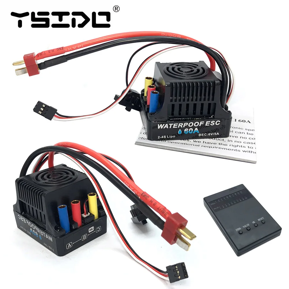 Waterproof 2-4S 60A 80A Brushless ESC Program Card for 1/10 1/12 RC Car 3650 3660 3670 Brushless Motor