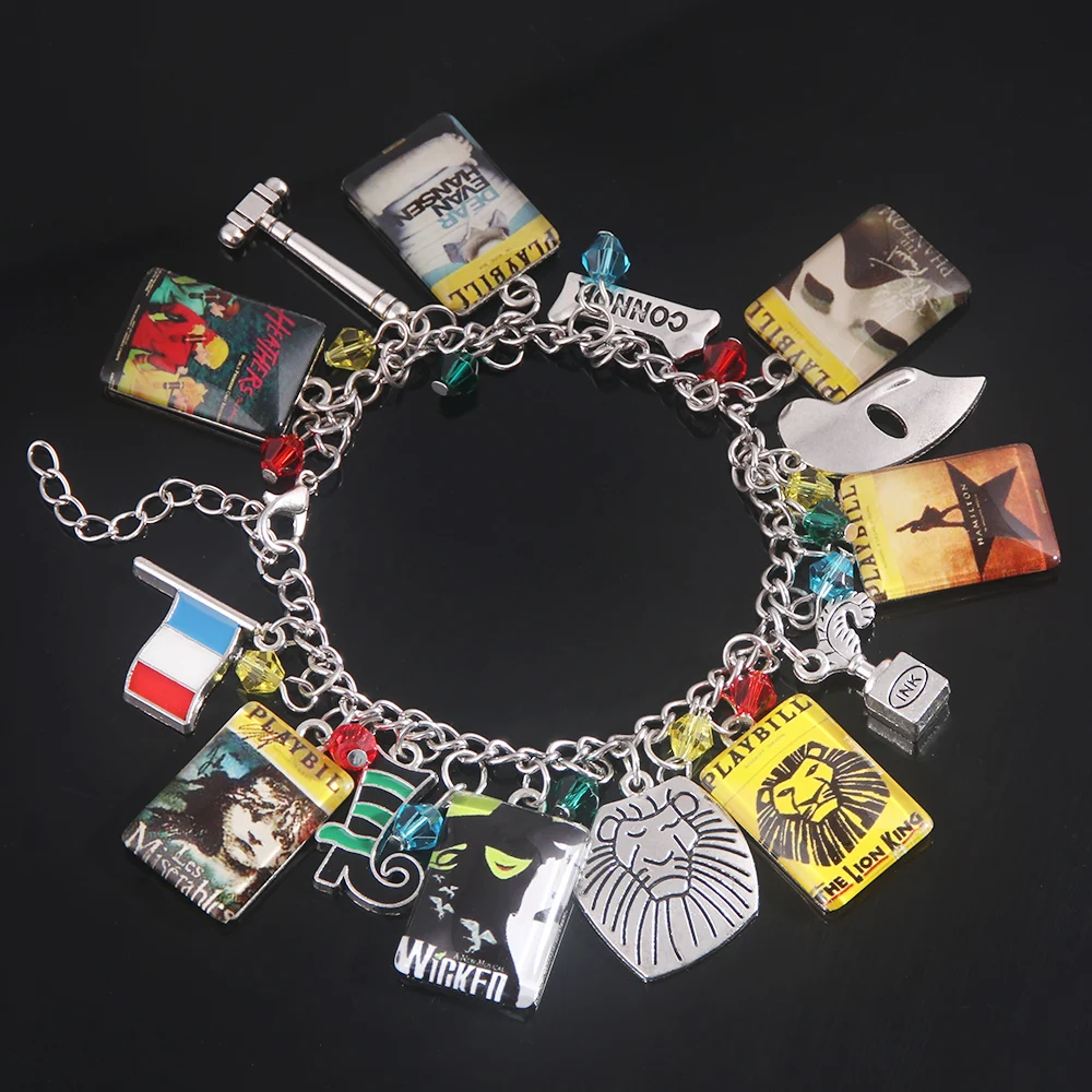 Pulsera de Anime El Rey León, Póster Teatral, Bruja Malvada de la Magia, Pulsera con Colgante de Cristal Combinado, Joyería