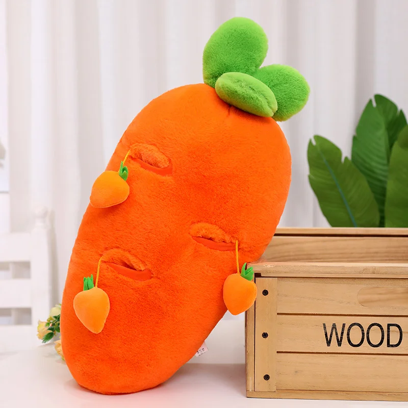 Simulation Cute Carrot Plush Toy Creative Pulling Radish Vegetable Plant Stuffed Plush Doll Back Hugging Pillow For Children