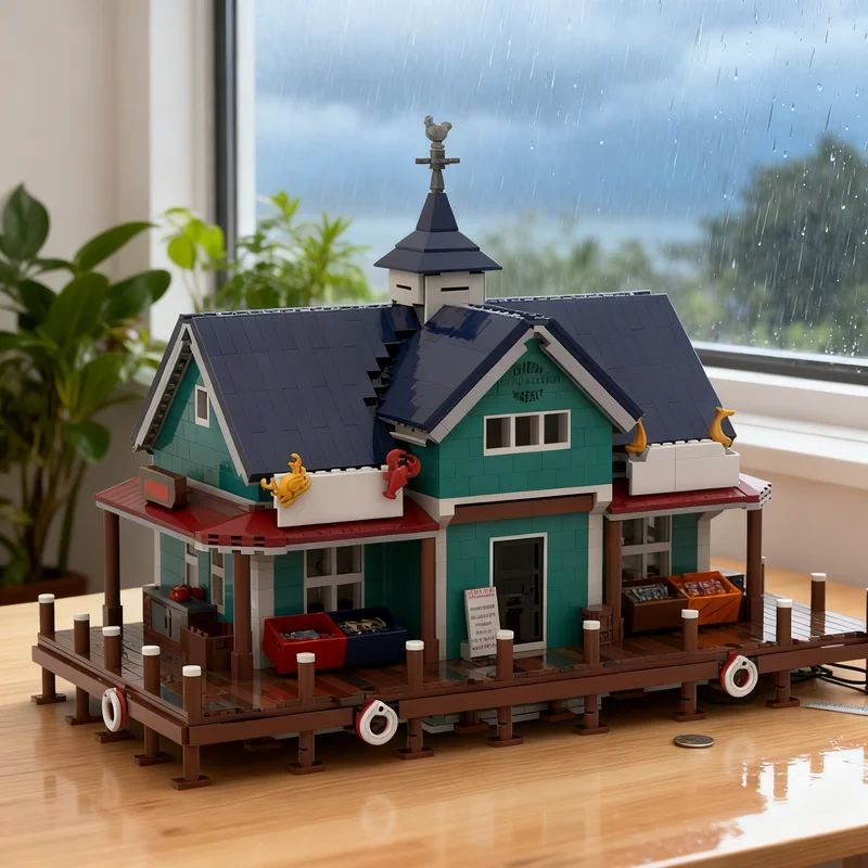 

2914 деталей MOC: Модульная модель рынка морепродуктов, строительные блоки, подарок для самостоятельной сборки, креативный коллекционный декор, премиум-класс для взрослых