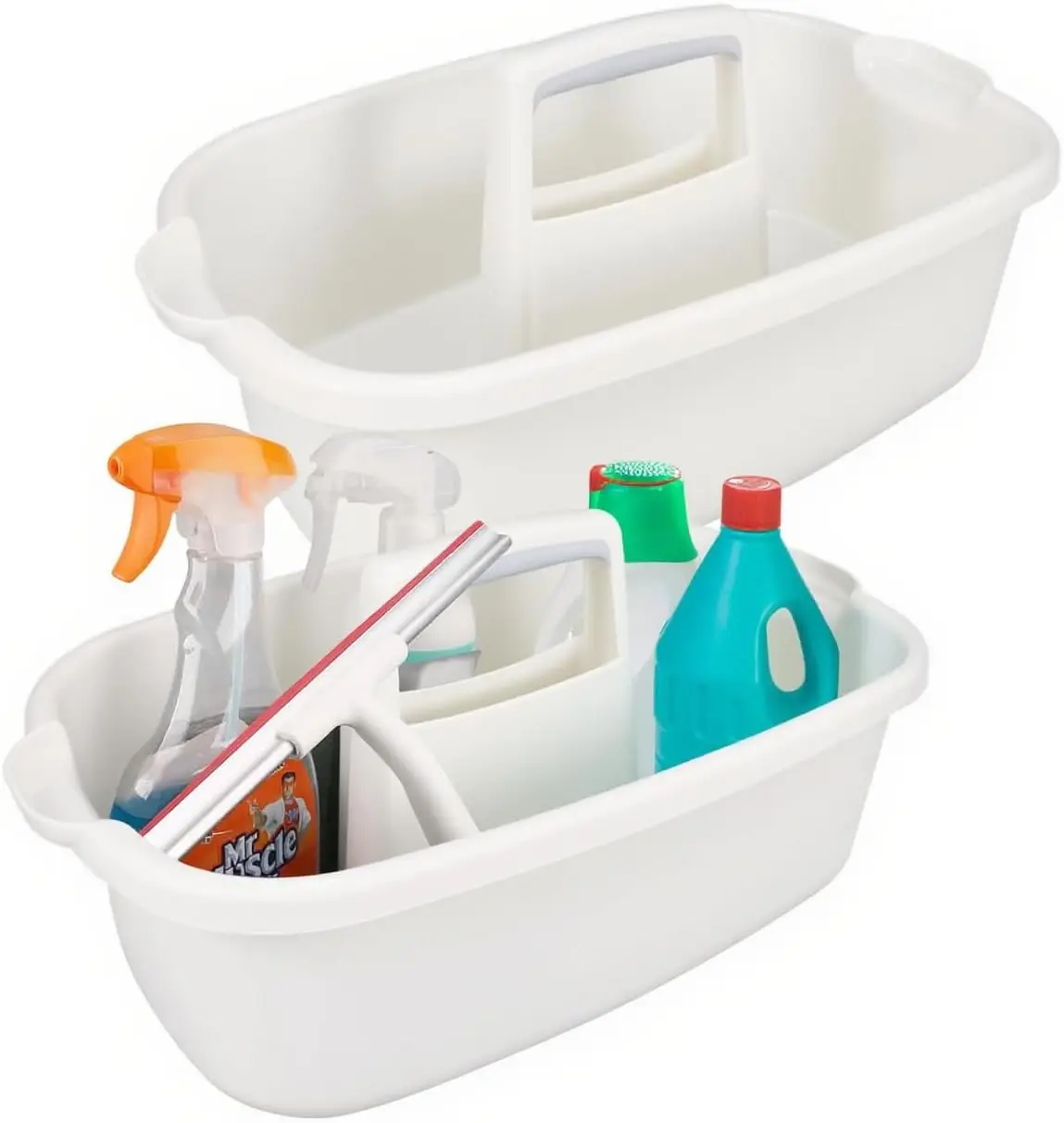 

Набор из 2 портативных органайзеров для душа, складные пластиковые корзины для ванной, кухни и домашней организации, белые