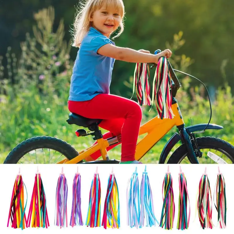 2pcs Bicycle Handlebar Streamers Colorful Tassel Children Kids Bike Decor Ribbon Tassel Ribbons Polyester Bicycle Accessories