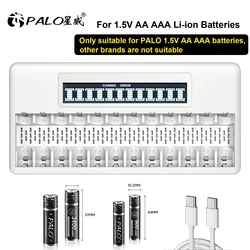 PALO 4/8/12 Slots 1.5V Li-ion Battery Charger Fast Smart Intelligent USB Charger for 1.5V Lithium AA AAA Rechargeable Batteries