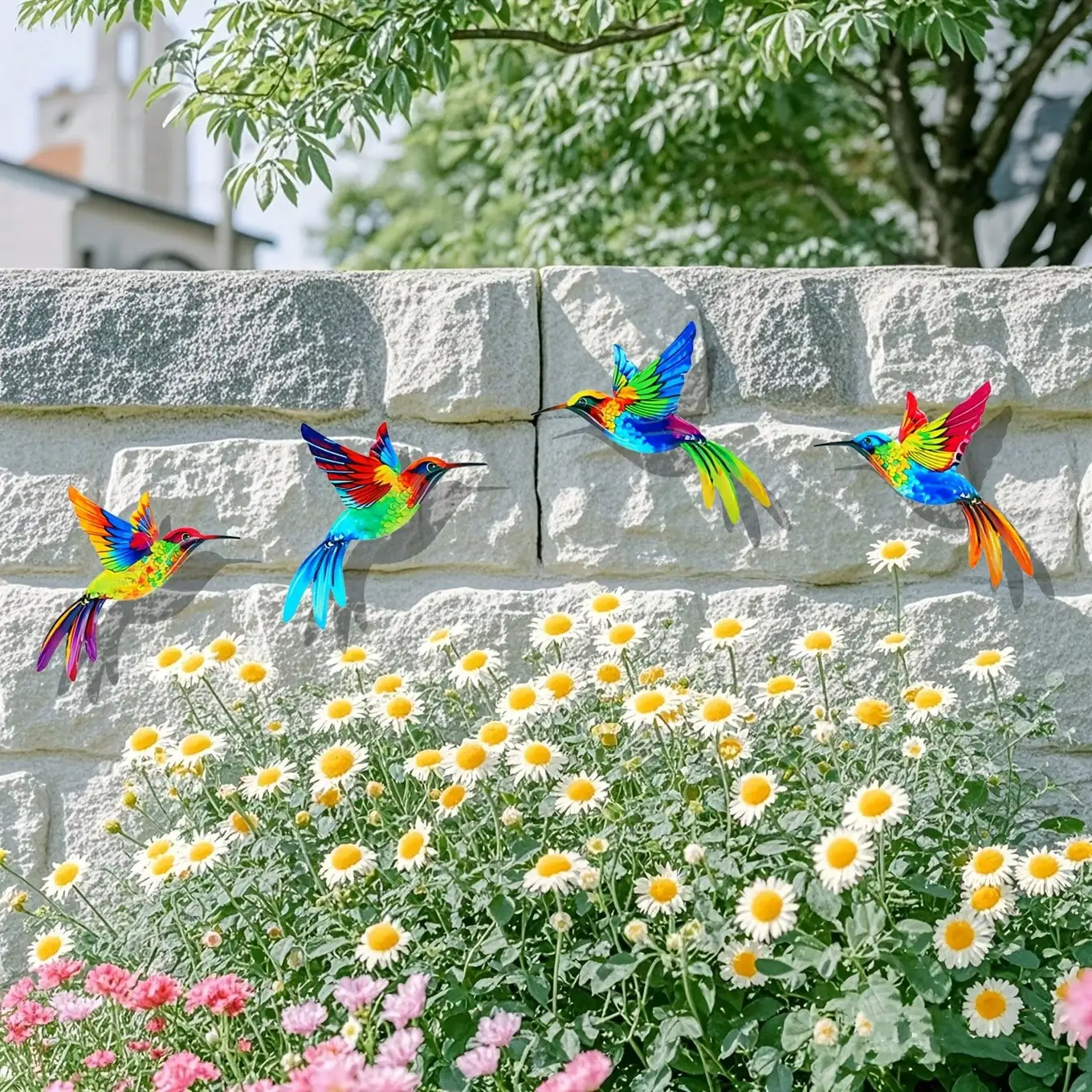 1/4pcs Metal Hummingbird Wall Decor, Colorful Garden Decorations, Indoor And Outdoor Metal Crafts, Home Highlights