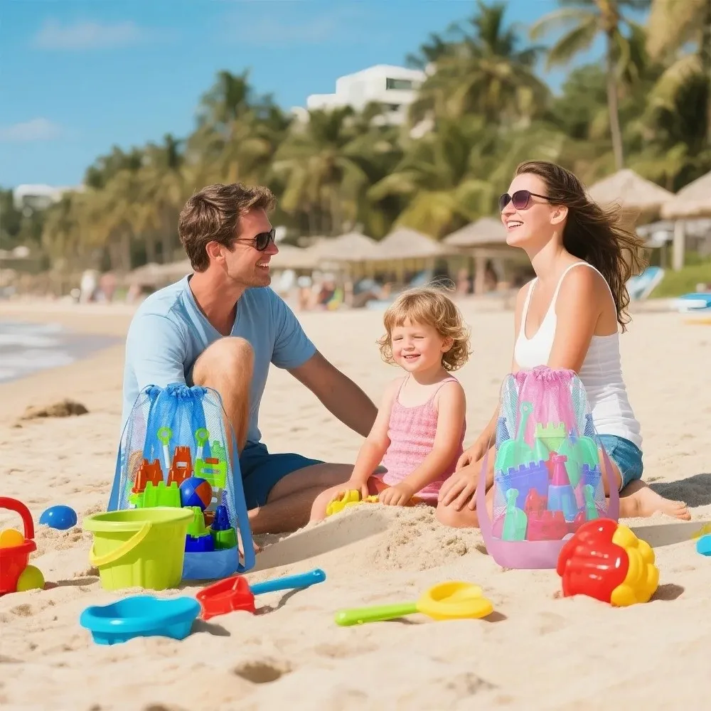 حقيبة ظهر للشاطئ مقاومة للرمال، إغلاق برباط، حقائب تخزين كبيرة جدًا للشاطئ، أشرطة قابلة للتعديل، حقيبة تجميع للسفر